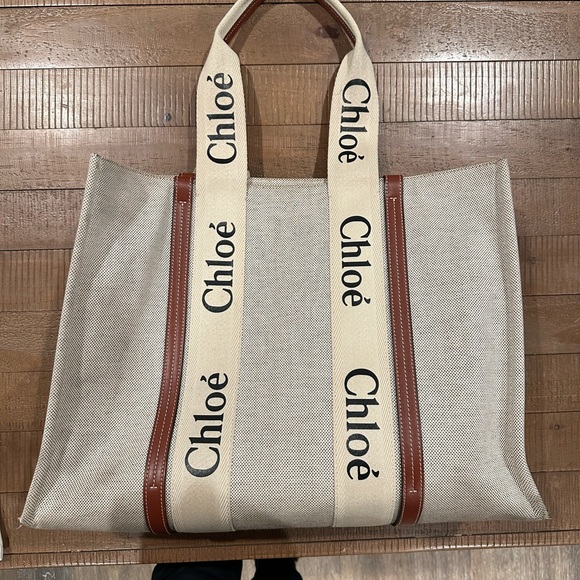 Chloe Handbags - AUTHENTIC Chloe Woody Canvas Large Tote Bag